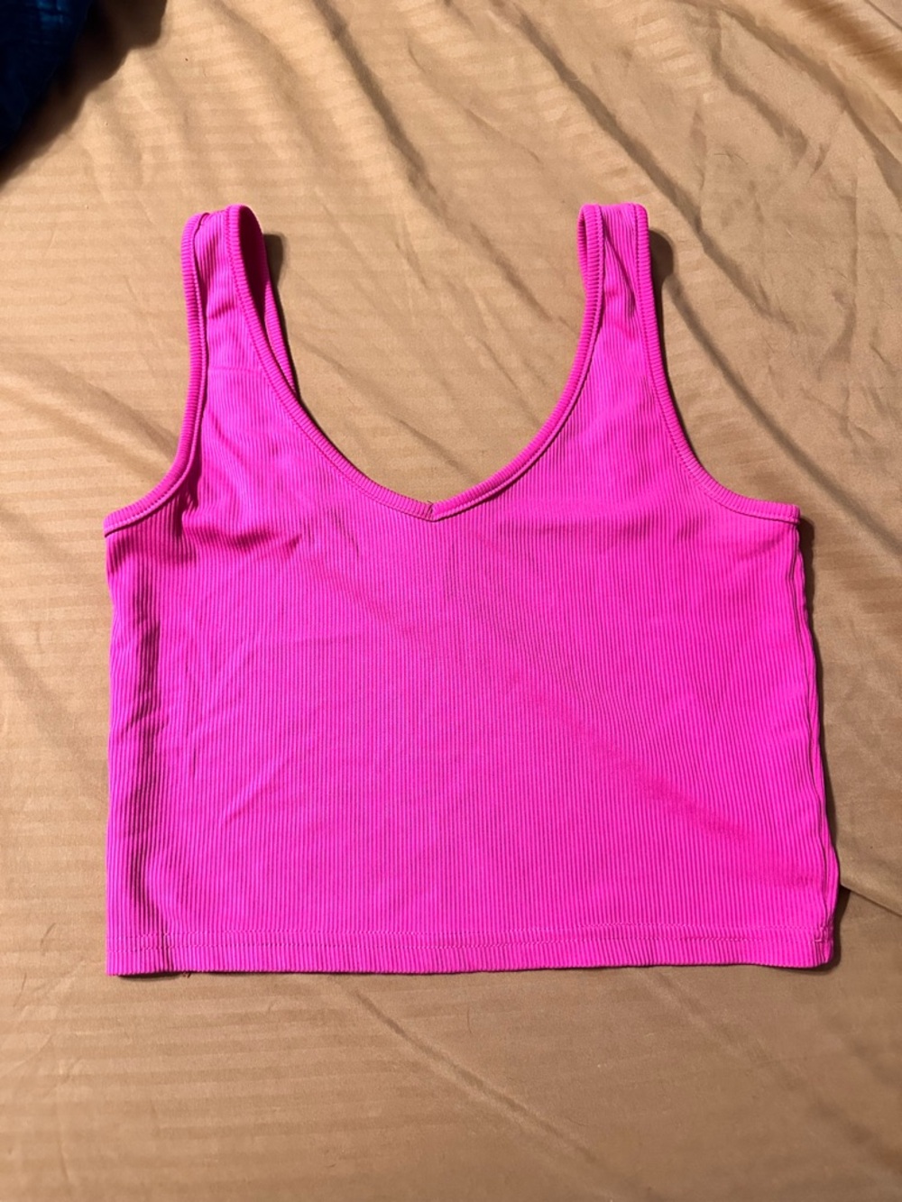 Hot Pink Ribbed Tank Crop Top
